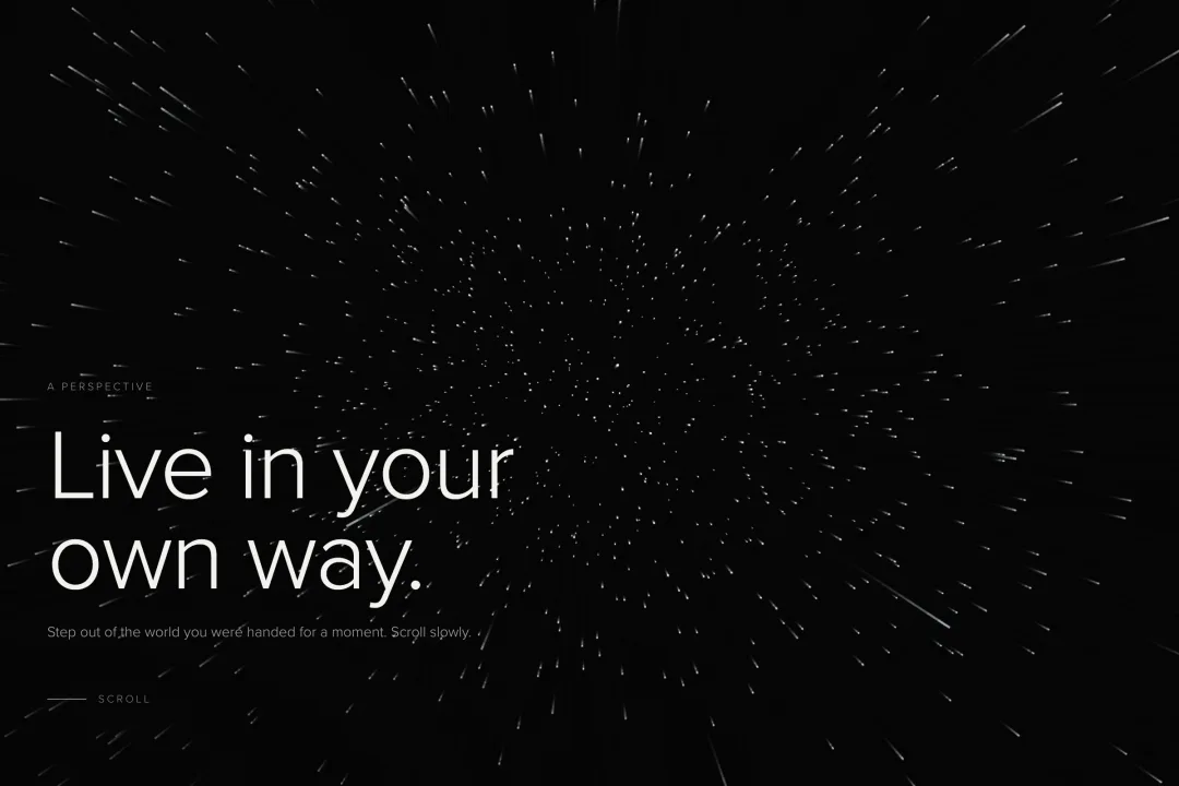Preview of the Live in your own way page: the title over a field of stars